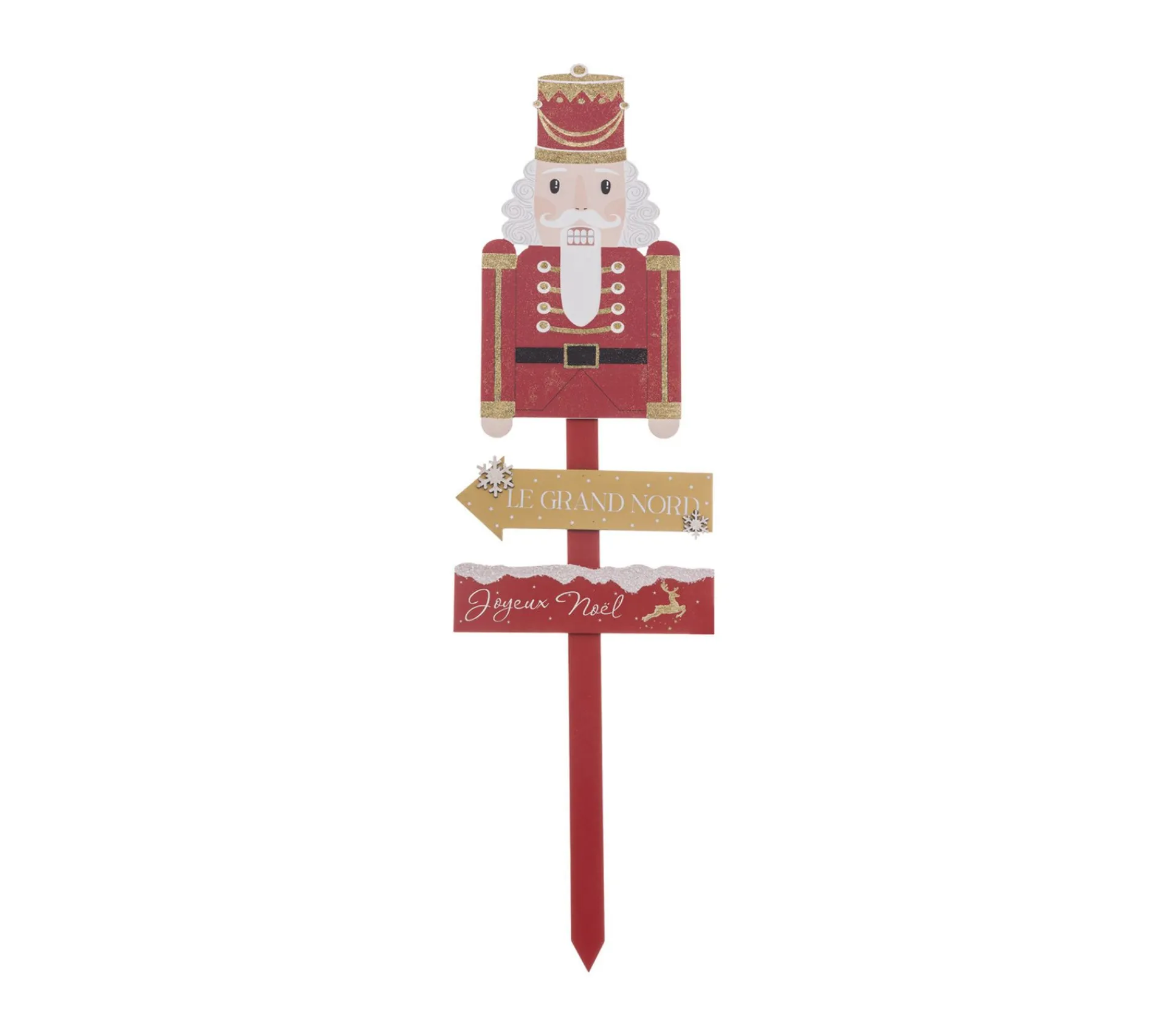 Shop FEERIC LIGHTS AND CHRISTMAS Déco De Noël Pancarte En Bois Avec Casse Noisette Rouge Et Dore H 120 Cm