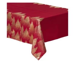 Discount FEERIC LIGHTS AND CHRISTMAS Nappe Rouge Imprime Sapin Dore 140 X 360 Cm