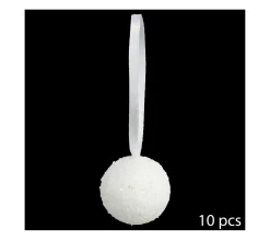Cheap FEERIC LIGHTS AND CHRISTMAS Décoration De Noël Lot De 10 Boules Blanches Pailletees D 6 Cm Sous Son Blanc Manteau