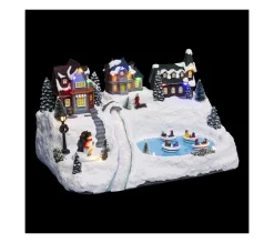 Flash Sale FEERIC LIGHTS AND CHRISTMAS Village De Noël Lumineux Et Anime Lac Et Barques