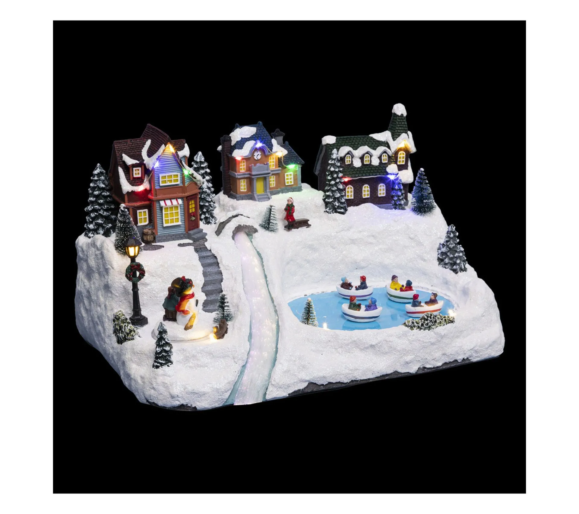 Flash Sale FEERIC LIGHTS AND CHRISTMAS Village De Noël Lumineux Et Anime Lac Et Barques