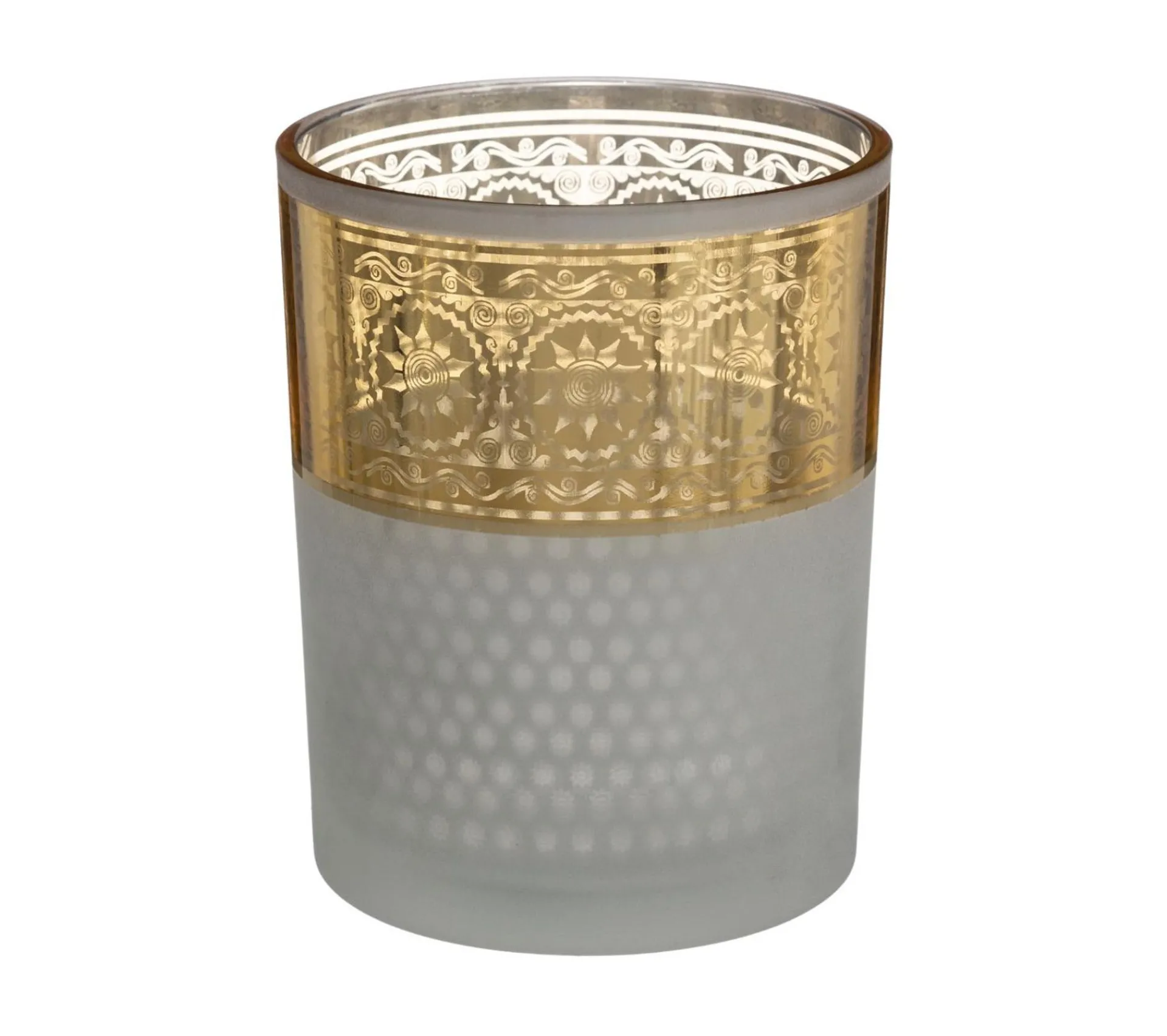 Clearance FEERIC LIGHTS AND CHRISTMAS Bougeoir Photophore En Verre Mat Et Brillant Dore H 12 Cm
