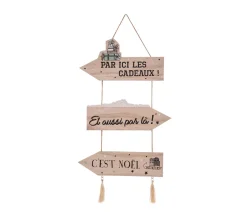 Shop FEERIC LIGHTS AND CHRISTMAS Déco De Noël Pancarte En Bois A Suspendre H 50 Cm