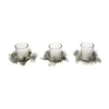 Shop FEERIC LIGHTS AND CHRISTMAS Lot De 3 Bougies Centre De Table Blanc Avec Feuilles 180 G