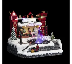 Flash Sale FEERIC LIGHTS AND CHRISTMAS Atelier Du Pere-Noël Avec Fontaine Lumineuse - Rouge