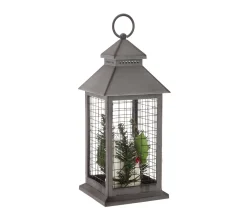 Flash Sale FEERIC LIGHTS AND CHRISTMAS Décoration De Noël Lumineuse Lanterne Grillagee Avec 3 Bougies 3 Led H 31 Cm