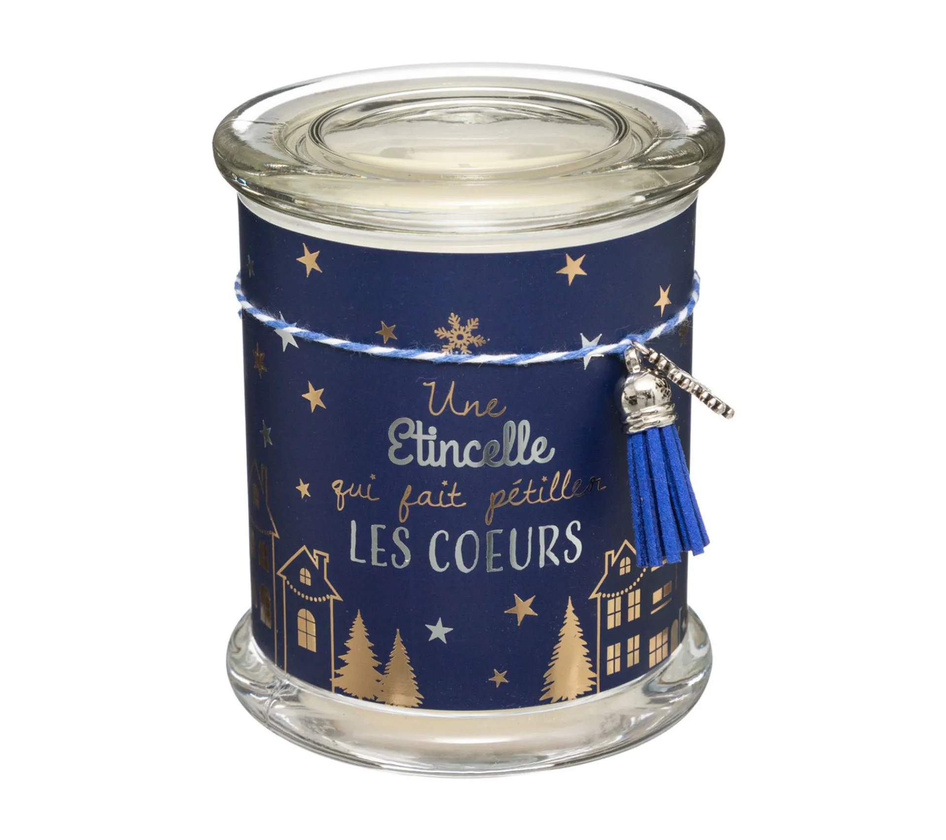 New FEERIC LIGHTS AND CHRISTMAS Bougie Parfumee Pot En Verre Imprime Avec Déco
