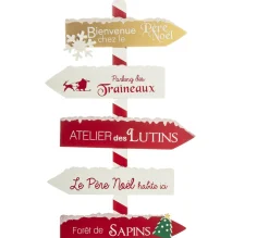 Best FEERIC LIGHTS AND CHRISTMAS Déco De Noël Pancarte En Bois Rouge Et Blanc Enneige H 120 Cm