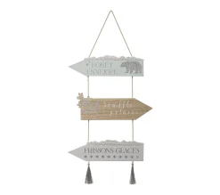 Best Sale FEERIC LIGHTS AND CHRISTMAS Déco De Noël Pancarte En Bois A Suspendre H 50 Cm