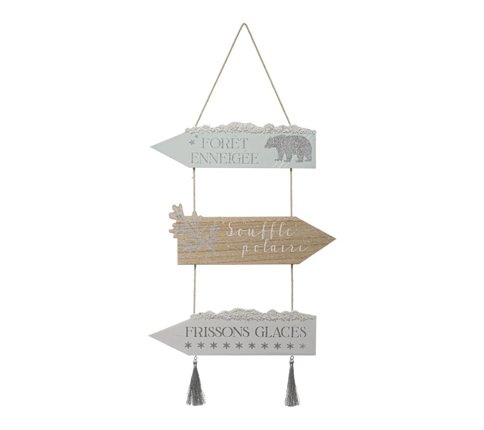 Best Sale FEERIC LIGHTS AND CHRISTMAS Déco De Noël Pancarte En Bois A Suspendre H 50 Cm
