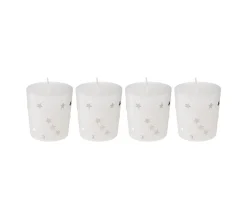 Best Sale FEERIC LIGHTS AND CHRISTMAS Lot De 4 Bougies Votive Blanc Etoiles Et Paillettes D 4 Cm