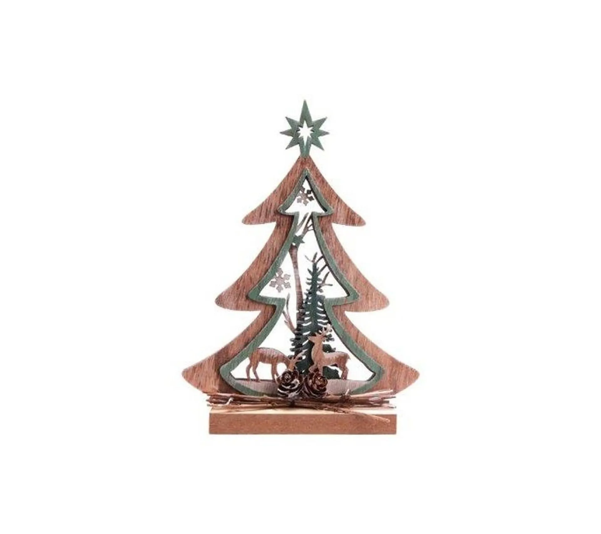 Clearance HEART OF THE HOME Décoration De Noël En Bois Sapin Et Renne Forest Déco - Marron