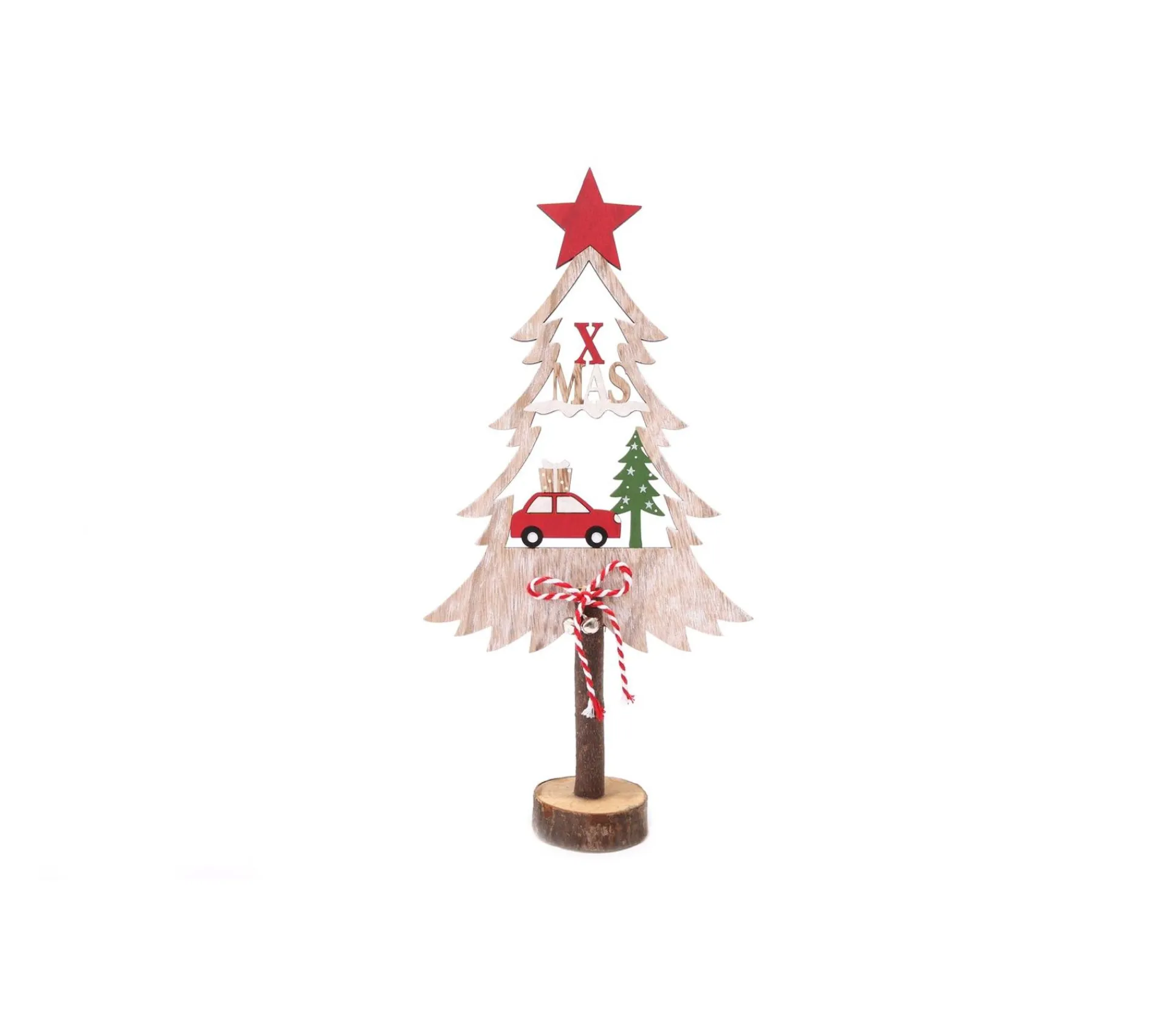 Best Sale HEART OF THE HOME Décoration De Noël En Bois Sapin Et Voiture Xmas Tradi - Rouge
