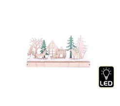Shop HEART OF THE HOME Décoration De Noël A Poser En Bois Maison Forest Déco - Beige Et Vert
