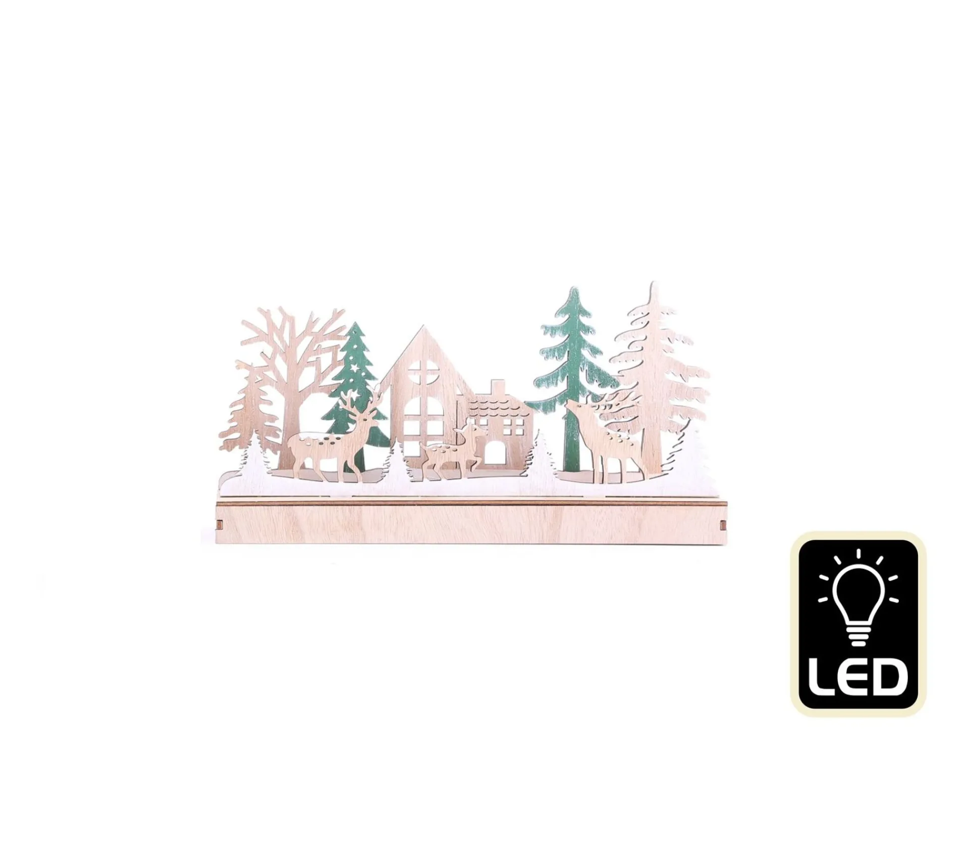Shop HEART OF THE HOME Décoration De Noël A Poser En Bois Maison Forest Déco - Beige Et Vert