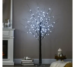 HOMCOM Sapin Et Accessoire^ Arbre Lumineux Led Aspect Enneige 96 Leds Blanc Froid