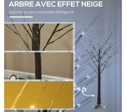 HOMCOM Sapin Et Accessoire^ Arbre Lumineux Led Aspect Enneige 96 Leds Blanc Froid