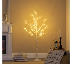 Store HOMCOM Arbre Lumineux Led - 72 Leds - 1,2H M - Metal Pp Blanc