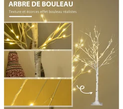 Store HOMCOM Arbre Lumineux Led - 72 Leds - 1,2H M - Metal Pp Blanc