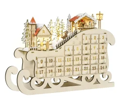 Online HOMCOM Calendrier De L'Avent Led Traineau Blanc Chaud 24 Tiroirs Beige