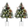 HOMCOM Sapin Et Accessoire^ Lot De 2 Sapins Lumineux Led Décores H. 78 Cm Aspect Enneige