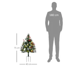 HOMCOM Sapin Et Accessoire^ Lot De 2 Sapins Lumineux Led Décores H. 78 Cm Aspect Enneige