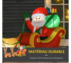 Cheap HOMCOM Pere Noël Gonflable Led Avec Traineau, Rennes, Hotte Polyester Impermeable