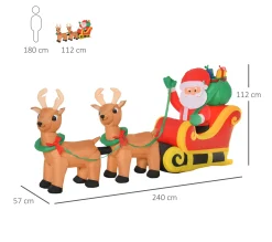 Cheap HOMCOM Pere Noël Gonflable Led Avec Traineau, Rennes, Hotte Polyester Impermeable
