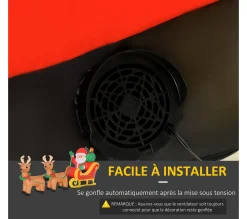 Cheap HOMCOM Pere Noël Gonflable Led Avec Traineau, Rennes, Hotte Polyester Impermeable