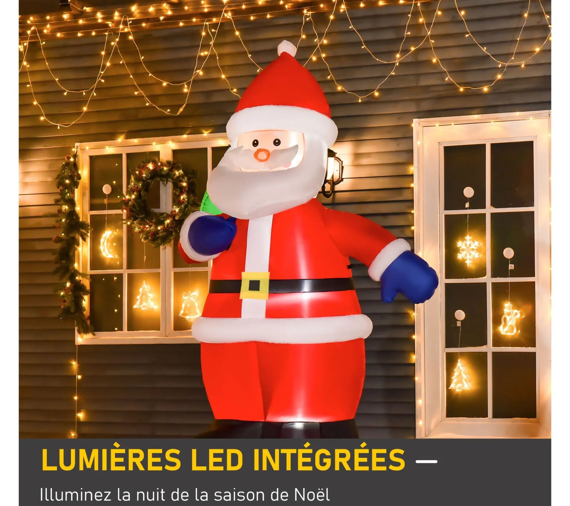 Online HOMCOM Pere Noël Gonflable Led 2,4H M Avec Hotte Polyester Impermeable Rouge