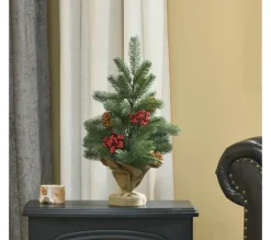 HOMCOM Sapin Et Accessoire^ Sapin De Noël Artificiel De Table Bureau H. 50 Cm Avec Décorations