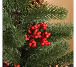 HOMCOM Sapin Et Accessoire^ Sapin De Noël Artificiel De Table Bureau H. 50 Cm Avec Décorations