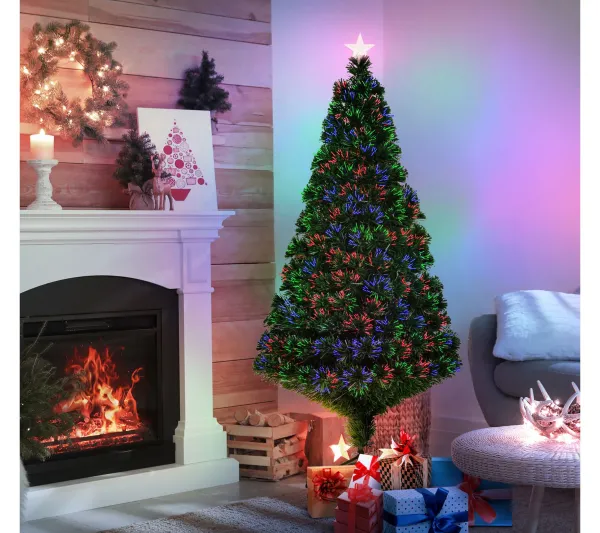 HOMCOM Sapin Et Accessoire^ Sapin De Noël Artificiel Lumineux Vert H. 150 Cm