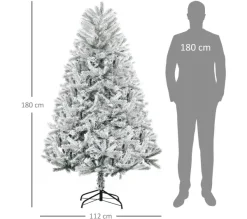 HOMCOM Sapin Et Accessoire^ Sapin De Noël Artificiel Enneige 112 X 180H Cm 521 Branches Pines Imitation Nordmann
