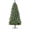 HOMCOM Sapin Et Accessoire^ Sapin De Noël Artificiel Nordmann Aspect Enneige Pommes De Pin