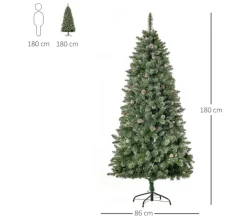 HOMCOM Sapin Et Accessoire^ Sapin De Noël Artificiel Nordmann Aspect Enneige Pommes De Pin