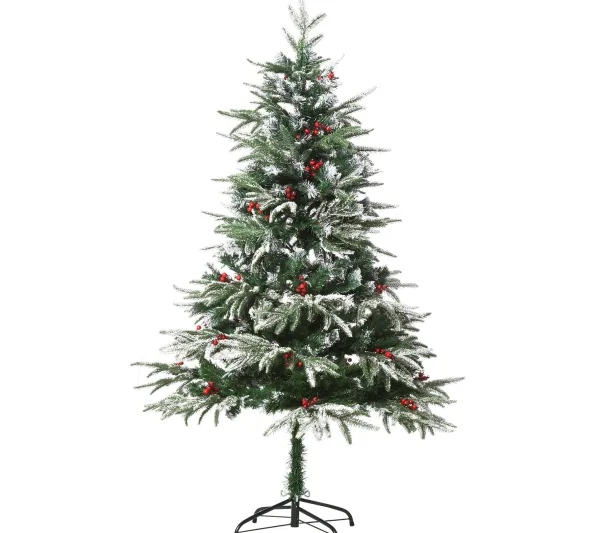 HOMCOM Sapin Et Accessoire^ Sapin De Noël Artificiel Enneige 75 X 150H Cm 451 Branches Pines Imitation Nordmann 56 Houx