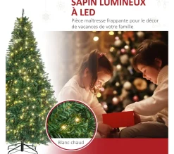HOMCOM Sapin Et Accessoire^ Sapin De Noël Artificiel Led X 700 Blanc Chaud