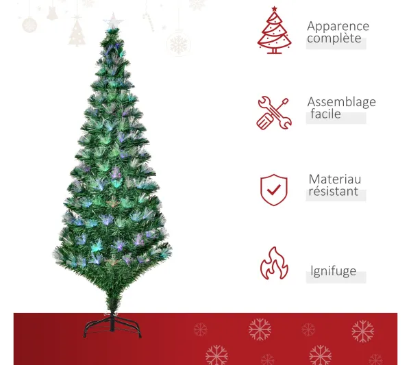 HOMCOM Sapin Et Accessoire^ Sapin De Noël Artificiel Lumineux Vert