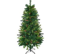 HOMCOM Sapin Et Accessoire^ Sapin De Noël Artificiel Nordmann Aspect Realiste Pommes De Pin