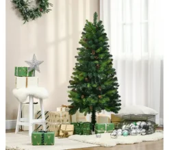 HOMCOM Sapin Et Accessoire^ Sapin De Noël Artificiel Nordmann Aspect Realiste Pommes De Pin