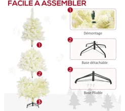 HOMCOM Sapin Et Accessoire^ Sapin De Noël Artificiel Lumineux Blanc Dim. H. 180 Cm