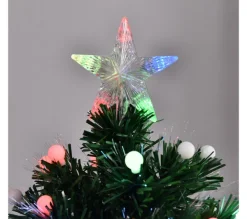 HOMCOM Sapin Et Accessoire^ Sapin De Noël Artificiel Lumineux Led Fibre Optique Multicolore