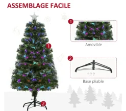 HOMCOM Sapin Et Accessoire^ Sapin De Noël Artificiel Lumineux Vert
