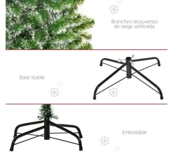 HOMCOM Sapin Et Accessoire^ Sapin De Noël Artificiel Imitation Nordmann Aspect Enneige