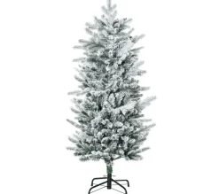 HOMCOM Sapin Et Accessoire^ Sapin De Noël Artificiel Imitation Nordmann Enneige H.135 Cm