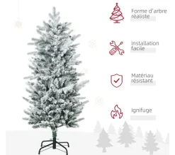 HOMCOM Sapin Et Accessoire^ Sapin De Noël Artificiel Imitation Nordmann Enneige H.135 Cm