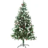 HOMCOM Sapin Et Accessoire^ Sapin De Noël Artificiel Enneigees 75 X 150H Cm 554 Branches Pines Imitation Nordmann 41 Houx