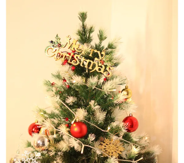 HOMCOM Sapin Et Accessoire^ Sapin De Noël Artificiel Enneigees 75 X 150H Cm 554 Branches Pines Imitation Nordmann 41 Houx