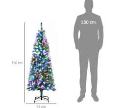 HOMCOM Sapin Et Accessoire^ Sapin De Noël Artificiel Lumineux Led Aspect Enneige H. 150 Cm